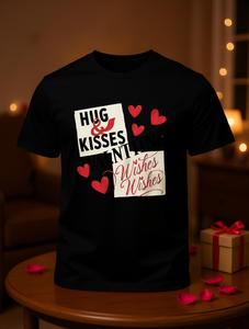 Camiseta de San Valentín para Hombre, Talla Grande, 100% Algodón, Suave y Transpirable, Diseño de Abrazo y Beso con Corazón, Cuello Redondo, Manga Corta, Jersey Estampado Informal - Product Image 2