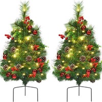 Simulasi Pohon Natal Modern Berkualitas Tinggi dengan Hiasan Bunga Kerucut Pinus, Alas Jarum Pinus LED, Pohon Cemara Mini untuk Dekorasi Meja, Luar Ruangan, dan Halaman