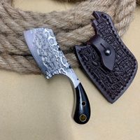 Couteau multifonctionnel à lame fixe en acier Damas, mini couteau porte-clés portable avec manche en ébène et étui