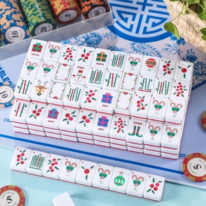 Christmas-themed American Mahjong Tile Set Portable Acrylic Tiles Measuring 1.2 Inches for Adult Social Mahjong <b>Entertainment</b> - Product Image 4