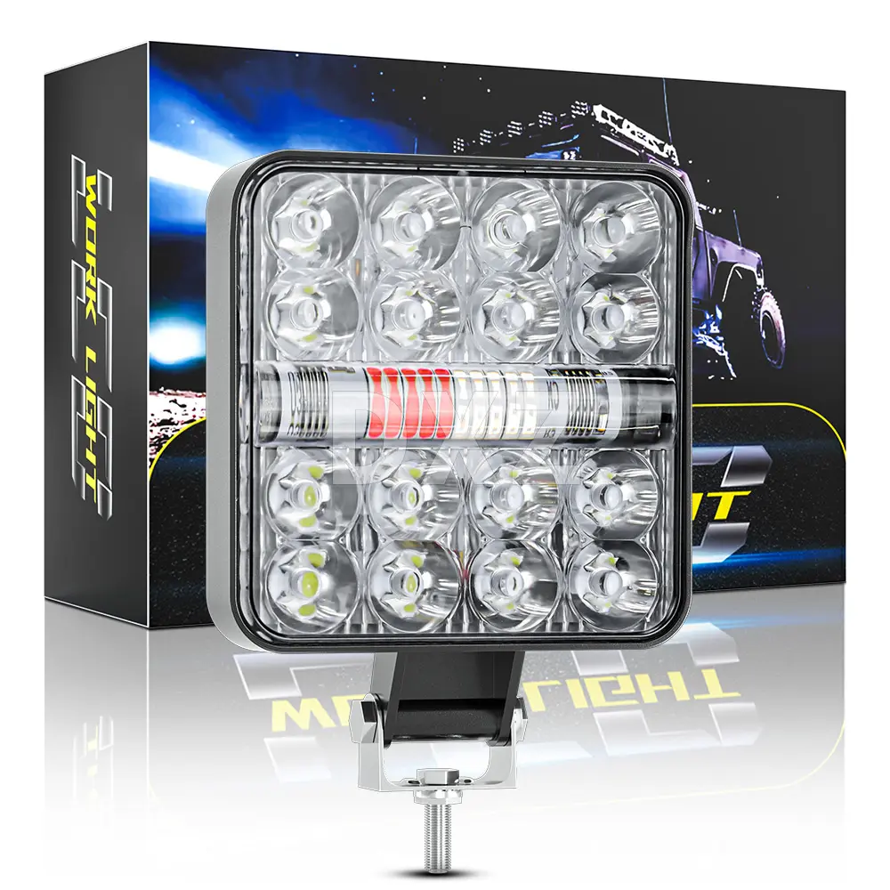 DXZ wasserdichtes LED-Arbeits licht Quadrat 3 Zoll rot und blau blinkender Scheinwerfer Nebel LED-Fahr licht mit für Fahrzeug Auto LKW