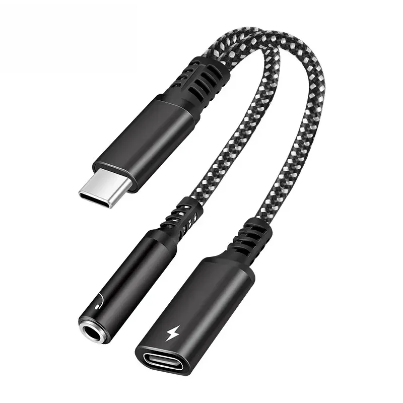 2in1 USB C에 3.5mm 헤드폰 잭 어댑터 유형 C PD 60W 충전 오디오 Aux 어댑터 Ipad 프로 삼성 S20 울트라 샤오미 화웨이