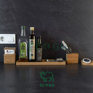 Conjuntos de accesorios de baño de madera de bambú natural de 6 piezas de alta calidad al por mayor para encimera juego de bandeja de tocador Baño - Product Image 6