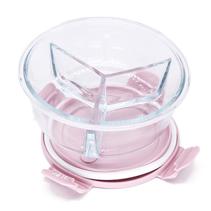 Récipient de préparation de repas en verre borosilicaté de qualité supérieure à 4 compartiments avec couvercle en plastique - Product Image 2