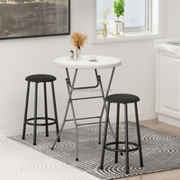 Table de bar à cocktails pliable portable en plastique blanc pour événements extérieurs, mariages, banquets, hôtels, diamètre 80 cm, noir
