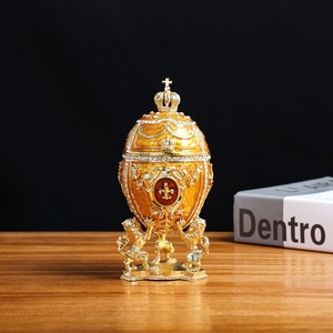 Caja de baratija de huevo de León de corona de tamaño pequeño, regalos de invitación de boda, caja de regalo creativa de huevo de <span class=keywords><strong>Faberg</strong></span>é de Pascua - Product Image 4