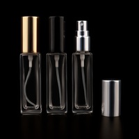 Botol Roll on kaca bening persegi kosong 5ml 10ml dengan tutup hitam emas rol baja tahan karat untuk parfum minyak esensial