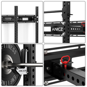 Aniczon - Soporte de Pared para Sentadillas, Plegable, para Press de Banca, Estructura de Acero, Equipo de Gimnasio en Casa, Entrenamiento Físico Integral - Product Image 4
