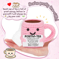Jolies tasses à thé au crochet avec affirmations positives, cadeau de bien-être et d'encouragement pour amis et collègues, rappel de motivation pour le bureau