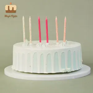 Doğum günü partisi için 15cm renkli uzun ince glitter kek konik mumlar