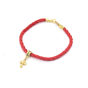 Pulsera religiosa cristiana de cinco estrellas con abalorio, cuerda roja Vintage, mano cruzada, Palma de Jerusalén, QiXingJewelry, aleación chapada en oro - Product Image 6