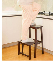 Marchepied en bambou massif, tabouret de bar multifonctionnel avec repose-pieds coulissant, échelle d'angle pour cuisine et chambre