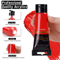 Panwenbo - Juego de Pinturas Acrílicas Premium en Tubo de 75 ml/2.54 oz, Colores Básicos, Pintura Acrílica Profesional para Lienzo, Rocas y Madera