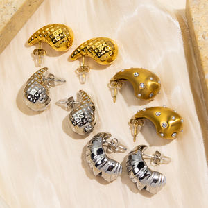 เครื่องประดับเพทายที่มีสีสันเปลือกหอยทะเลใส่ต่างหูสตั๊ด 18 พันทองชุบไข่มุกสแตนเลสต่างหูสตั๊ดหอยสังข์ - Product Image 2