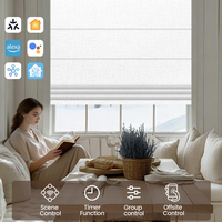 Persianas Romanas Motorizadas, Eléctricas, Inteligentes, Automáticas, Hechas a Medida, de Tela de Lino Opaca y Transparente para Ventanas, Interiores, Oficinas, Hogares y Dormitorios