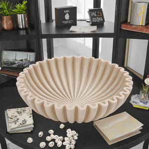 GREENSIDE Moderne Simple Rayé Porcelaine Céramique Style Ins Plateaux de Rangement Décoratifs à Volants Portable Ornements de Salon Ovale - Product Image 3