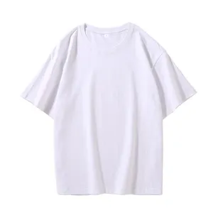 Maglietta Street Wear in cotone bianco maglietta oversize con spalla scesa maglietta pesante con stampa personalizzata di alta qualità per uomo