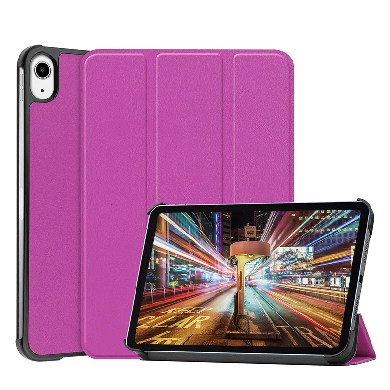 Novo Design Pu Couro Com Microfibra Forro Tablet Case Para Ipad Mini6 8.3 Polegada Auto Wake Sleep Folding Cover
