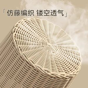 <b>Wicker</b> Laundry <b>Basket</b> Round Large Capacity Clothes <b>Storage</b> Organizer Portable Household Use - Product Image 4