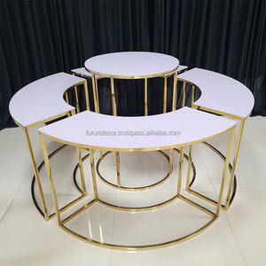 Mesa de comedor de autoservicio circular de acero inoxidable dorado Furun para bodas, festivales y fiestas - Product Image 5