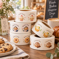 Autocollants d'étanchéité personnalisés pour emballages de boulangerie, étiquettes adhésives imperméables en rouleau, autocollants ronds avec logo pour boîtes de pain, gâteaux, biscuits et desserts
