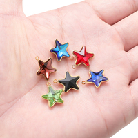 Acier inoxydable 13mm verre étoile breloques étoile pendentif verre collier pendentifs boucles d'oreilles faisant des breloques pour les résultats de bijoux à bricoler soi-même