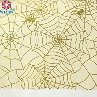 Tela de malla brillante con lentejuelas y estampado personalizado de telaraña dorada para ropa y faldas de fiesta
