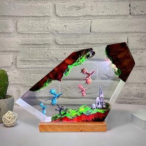 Lámpara de Mesa de Resina Epoxi con Diseño de Dragón de Fuego, Moderna, Ecológica, Hecha a Mano, con Puerto USB Personalizado, Luz Nocturna LED de Corriente Continua para Decoración de Dormitorio - Product Image 3