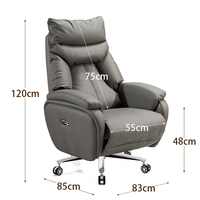 Chaise de bureau de direction électrique ergonomique moderne en cuir véritable haut de gamme avec fonction massage, multifonctionnelle, chauffante et pivotante