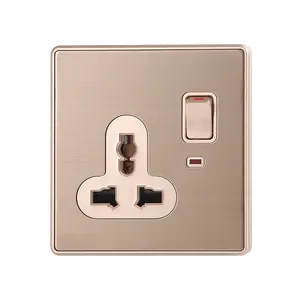 China manufacturer High Quality Gold color Stainless Steel material Universal Switched Sockets