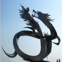 Statue d'animal en métal personnalisée en usine, sculpture de dragon en acier inoxydable pour décoration extérieure