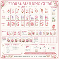 Juego de Mahjong Americano con Bordes Brillantes Rosados, Diseño Floral Moderno, Fichas de Acrílico de Lujo con Rosas y Tulipanes para Entretenimiento