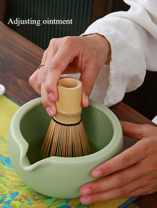 Tazón de té de cerámica japonés hecho a mano, Juego de cepillos de bambú, REGALOS FESTIVOS para <span class=keywords><strong>amigos</strong></span> y familiares, Kit de té Matcha para uso en el hogar y la Oficina, 9 Uds. - Product Image 6