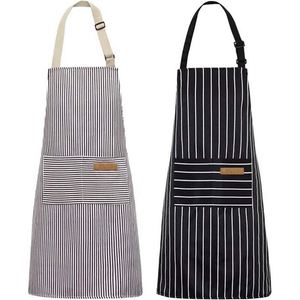 <b>Aprons</b> <b>Kitchen</b> Cooking <b>Aprons</b>, Adjustable Bib Soft Chef <b>Apron</b> With 2 Pockets for Men Women (Black/Brown Stripes) - Product Image 2
