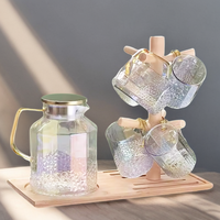 Bouilloire en verre borosilicate avec couvercle en acier inoxydable, carafe à eau et à lait, ensemble de pichets transparents en verre borosilicate, POT