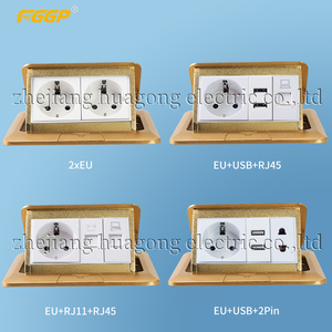 Prise de sol escamotable HGD-2F domestique 2 modules, norme européenne 16A CE, auto-mise à la terre, 250V, argentée, avec boîtier / Prise de sol Schuko - Product Image 4