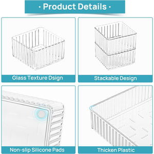 New 7 PCS <b>Clear</b> Plastic <b>Drawer</b> Organizers Set 4 Size Makeup Vanity <b>Drawer</b> Divider Organizer Trays Acrylic Bathroom Storage Bins - Product Image 3