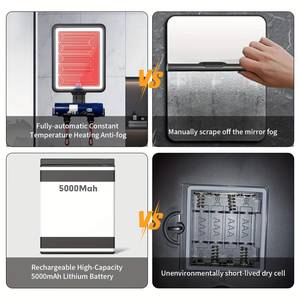 Wall Mounted Shatterproof Anti Nevoeiro Ajustável Iluminado Espelho De Barbear Banheiro Fogless Led Chuveiro Espelho Com Razor Holder - Product Image 6