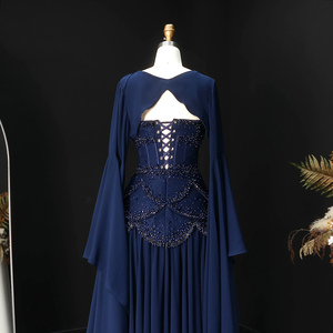<span class=keywords><strong>Vestido</strong></span> de Noche <span class=keywords><strong>Azul</strong></span> <span class=keywords><strong>Marino</strong></span> Sharon Said SS286 con Perlas de Lujo y Borlas, con Abrigo Fluido, <span class=keywords><strong>Vestido</strong></span> de Compromiso Estilo Dubái para Mujer, para Bodas y Fiestas - Product Image 6
