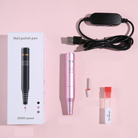 Stylo perceuse à ongles électrique portable 20W, mini, 20000 tr/min, en acier inoxydable, silencieux, alimenté par USB, outil de retrait de vernis à ongles, certifié CE ROHS