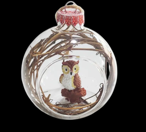 Figurine en résine de hibou <span class=keywords><strong>Bernard</strong></span> Ornement de boule de Noël en verre transparent pour arbre de Noël Caractéristique suspendue pour mariage ou vacances - Product Image 1