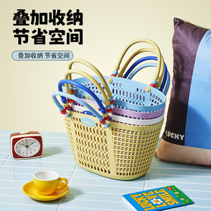 Fun Storage Basket With Handles PP Material Rectangle Shape For Bathroom Kitchen Use - Product Image 5