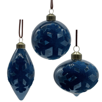 Boule de Noël personnalisable 2026 de 8 cm en verre bleu, faite à la main, par sublimation/flocage, ornements en verre écologiques pour la maison
