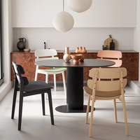 Home Intérieur Scandinave Moderne Wabi-Sabi Restaurant Set Table 4 Chaises Normcore Bois Noir Ovale Rectangulaire Table à Manger