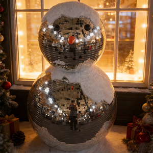 Bonhomme de neige géant en boule disco de 120 cm de haut, décoration de bonhomme de neige en miroir de grande taille avec des boules de 80 cm et 60 cm pour la décoration extérieure des centres commerciaux, des stations de <span class=keywords><strong>ski</strong></span> - Product Image 4