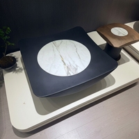 Ensemble de 2 tables basses gigognes modernes, rondes, en MDF noir, empilables, meubles contemporains pour salon