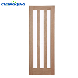 <span class=keywords><strong>Porte</strong></span> de chambre moderne en bois composite avec <span class=keywords><strong>15</strong></span> panneaux de verre et placage en noyer rouge MDF pour villa, appartement, chambre - Product Image 2