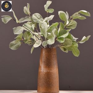 R193 Venta caliente hogar decorativo verde flocado hojas de eucalipto artificiales plantas - Product Image 4