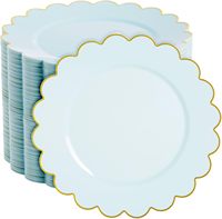 Assiettes à dessert en plastique blanches réutilisables de 10 pouces à bord festonné, robustes, jetables, à motif floral, pour fêtes, mariages et anniversaires