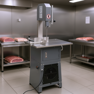 Sierra de cinta comercial para carnicería, máquina embutidora de salchichas, 220V, acero inoxidable, para cortar carne y procesar huesos. - Product Image 2